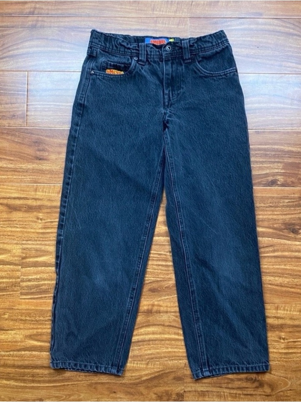 Empyre Womens Black Gray Midrise Relaxed Crop Cotton Straight Jeans Size 24